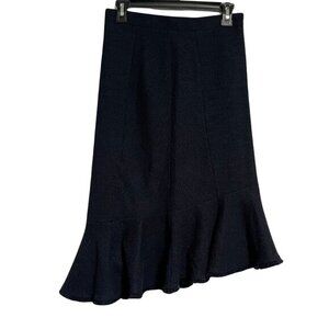 Banana Republic Skirt Womens Size 4 Black Boucle‎ Fringe Hem Career Professional